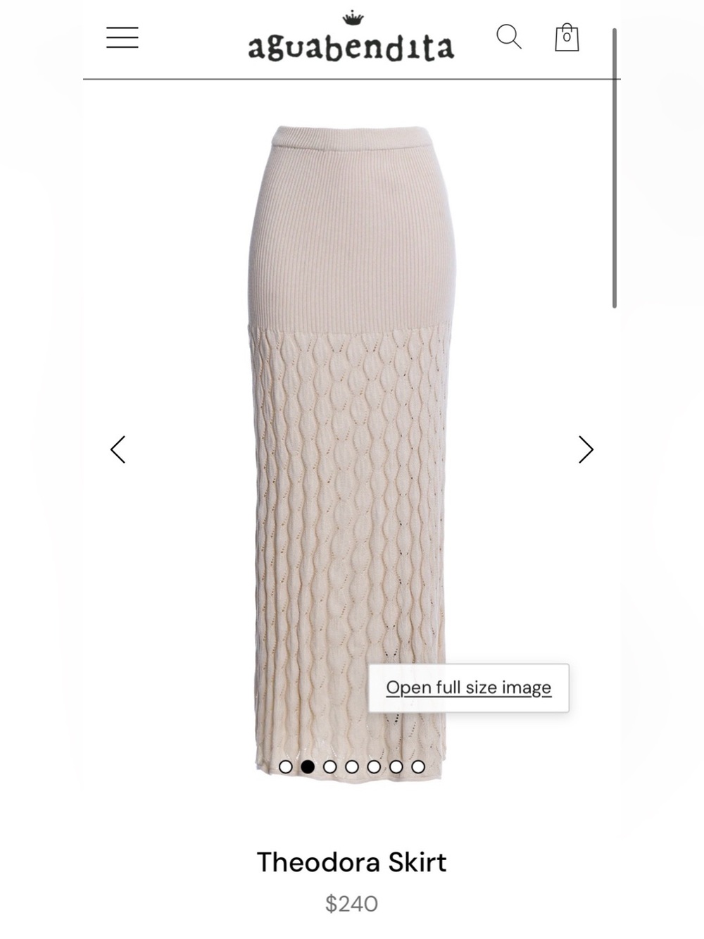 Agua Bendita Theodora Knit Maxi Skirt in Cream